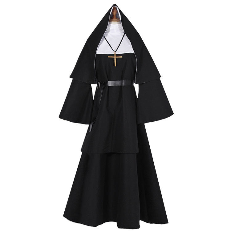 Halloween TheNun Ghost Sister cosplay costume, black horror nun costume, priest cosplay costume