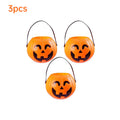3-Pack 7-Inch Plastic Halloween Pumpkin Buckets - Kids' Trick-or-Treat Candy Holders & Home Decor