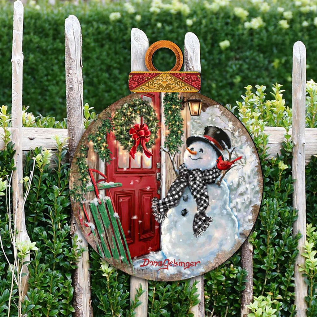 Winter Arrival Snowman Christmas Outdoor Decor Large Ornament by G. DeBrekht - Christmas Santa Snowman Decor - 8121127M-DG