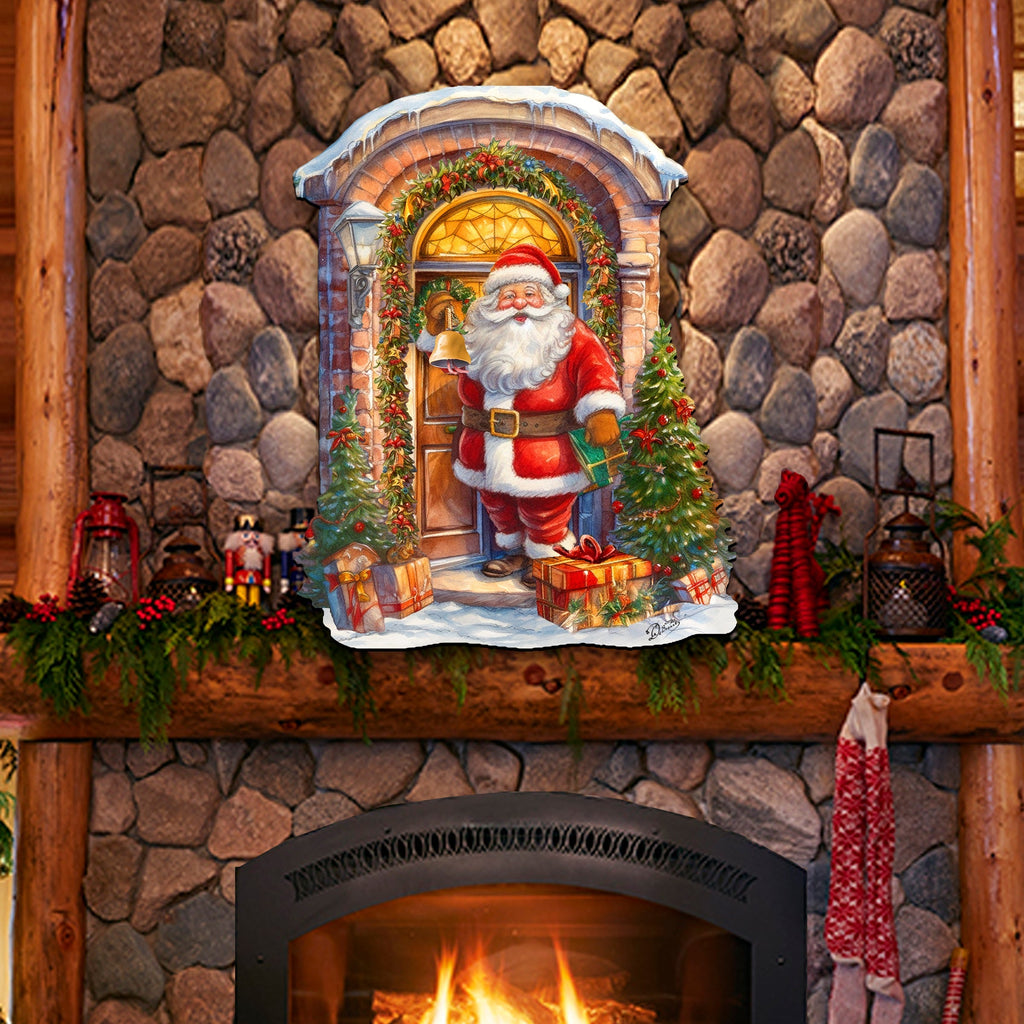 Knocking the door Santa Holiday Door Decor  by G. Debrekht - Christmas Decor - 8611044H