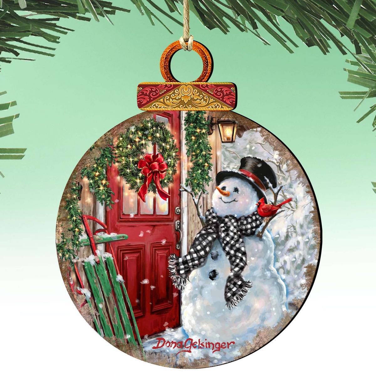 Winter Arrival Snowman Wooden Ornaments by Gelsinger - Christmas Santa Snowman Decor - 8121127DG