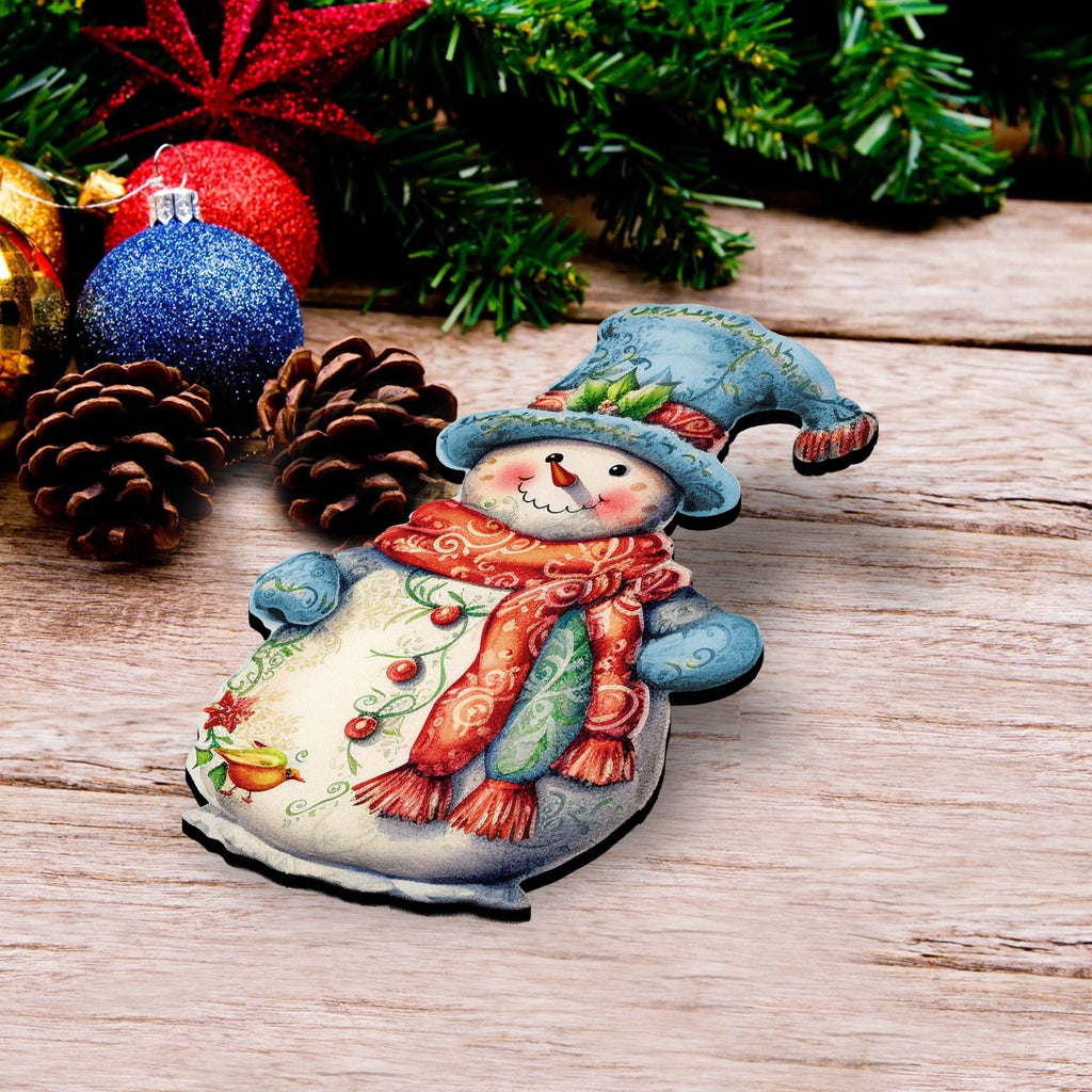 Snowman Clip-On Eco Wood Decorative Ornaments Set of 3 by G. Debrekht - Christmas Decor - 8091023C-S3