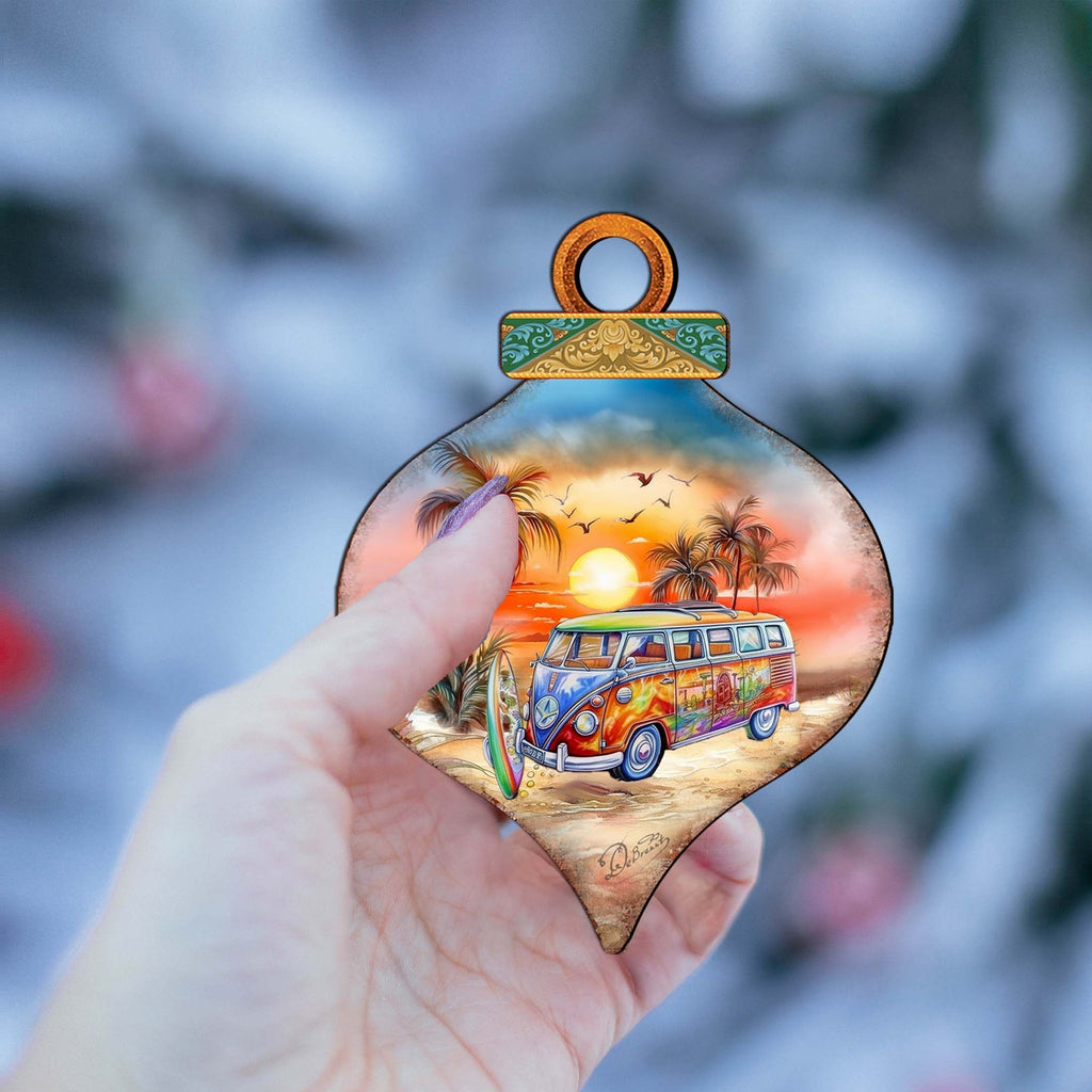 Nautical Christmas Ornaments - Sunset on the Beach Wooden Ornaments by G. DeBrekht Coastal Holiday Decor - 8688170