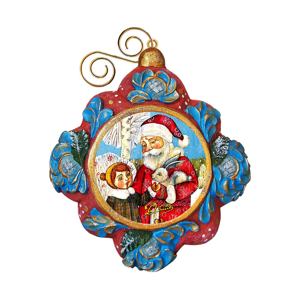 Santa with Boy Sculpted Hand-Painted Christmas Ornament by G. DeBrekht - Christmas Decor - 6102431
