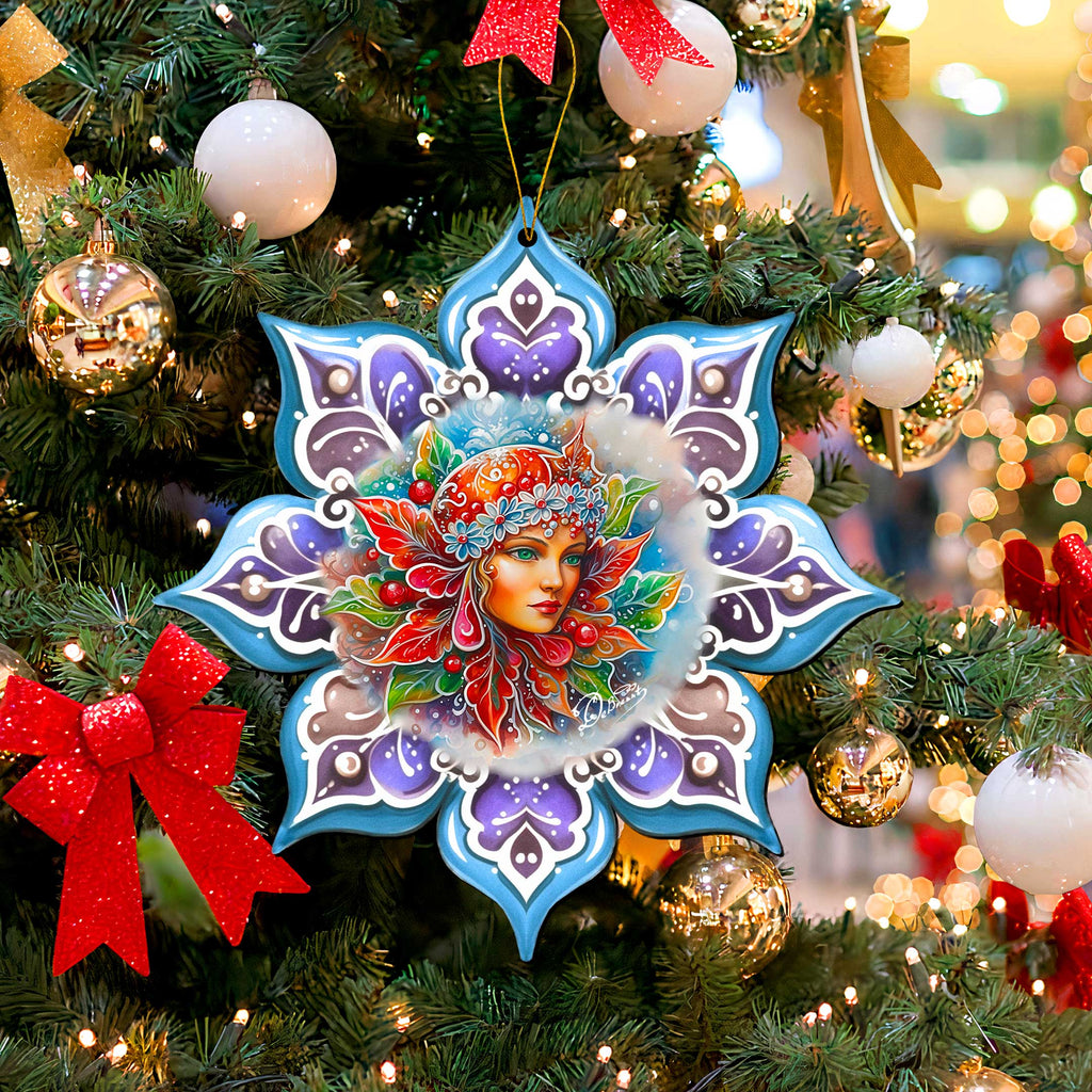 Frosty Fairy Snowflake Large Wooden Ornaments by G. Debrekht - Christmas Decor - 8688403M