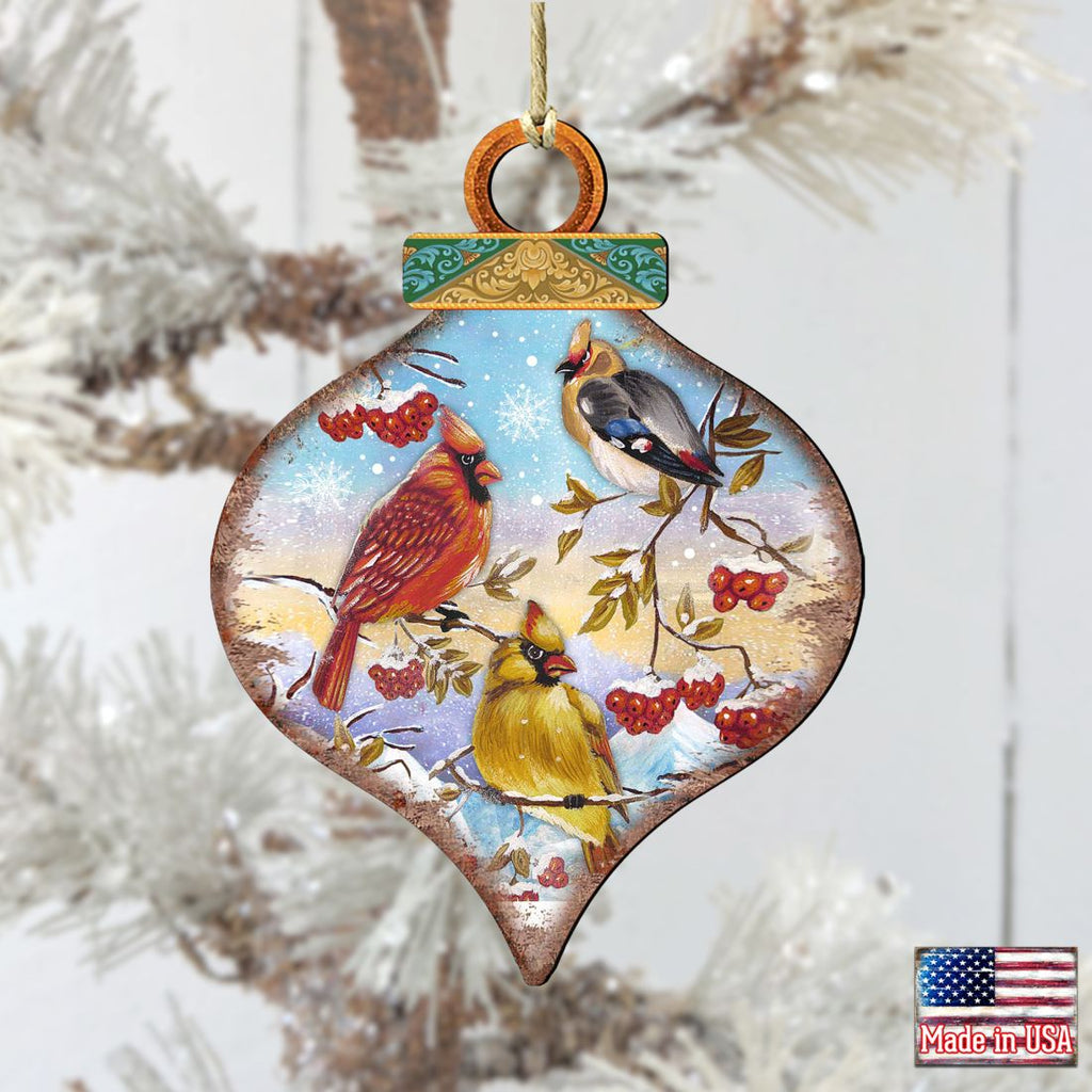 Birds Drop Wooden Ornaments by G. DeBrekht - Christmas Decor - 8035222
