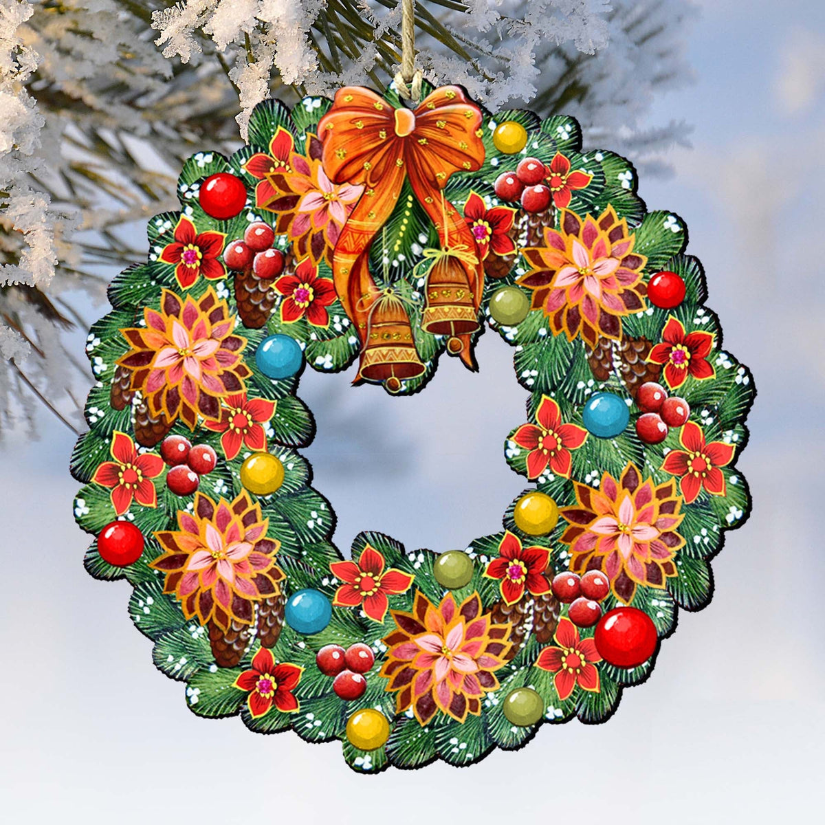 Christmas Wreath Wooden Ornaments by G. DeBrekht - Christmas Decor - 8185307