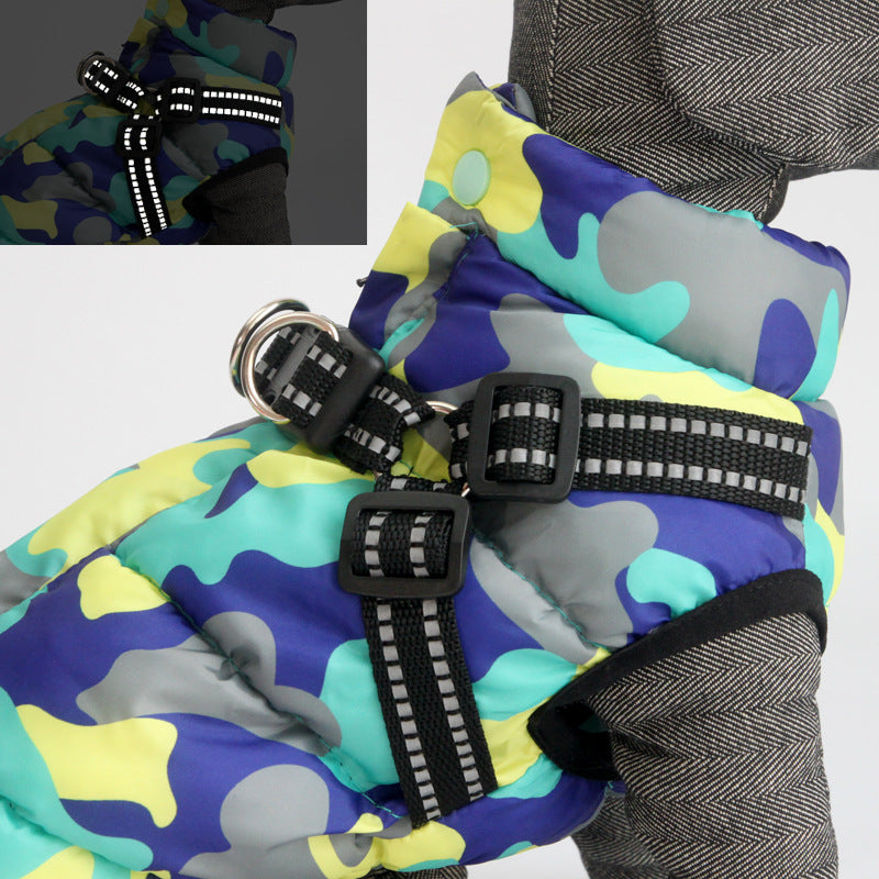 Pet Dog Jacket With Lace Up Winter Warm Puppy Costume Odd