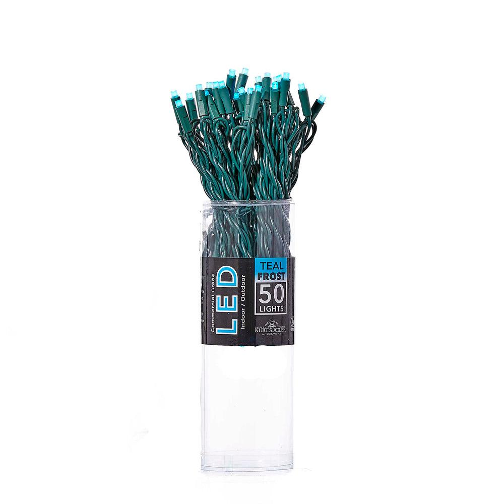 50-Light 5mm Teal LED Green Wire Light Set