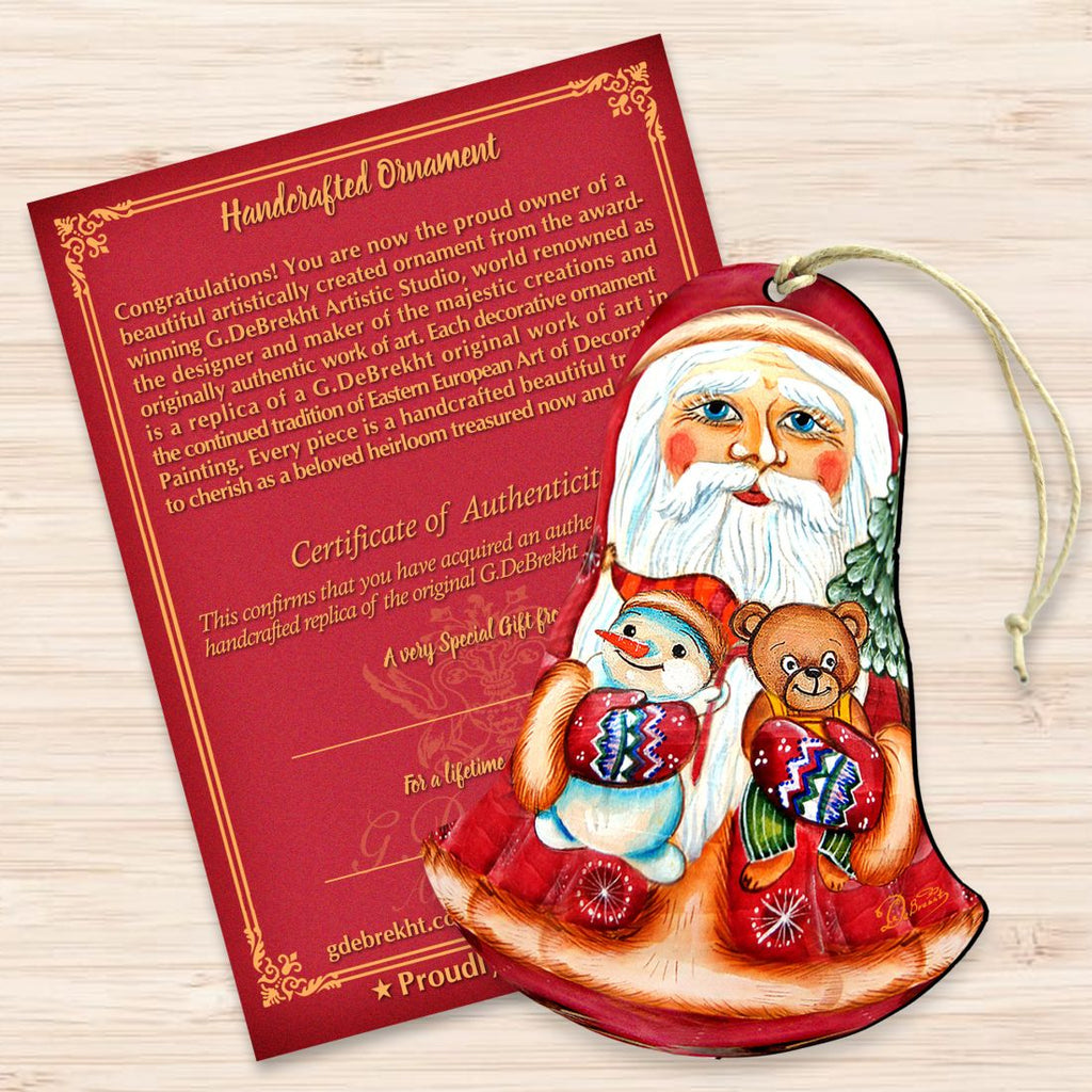 Santa Roly-poly Doll Wooden Ornaments by G. DeBrekht - Christmas Santa Snowman Decor - 8115012