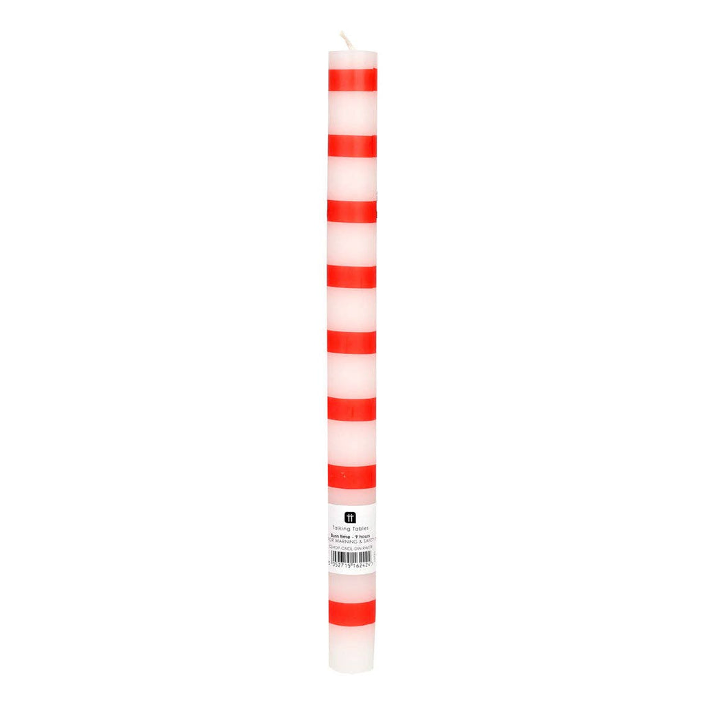 Red & White Stripe Candles, Sold Individually