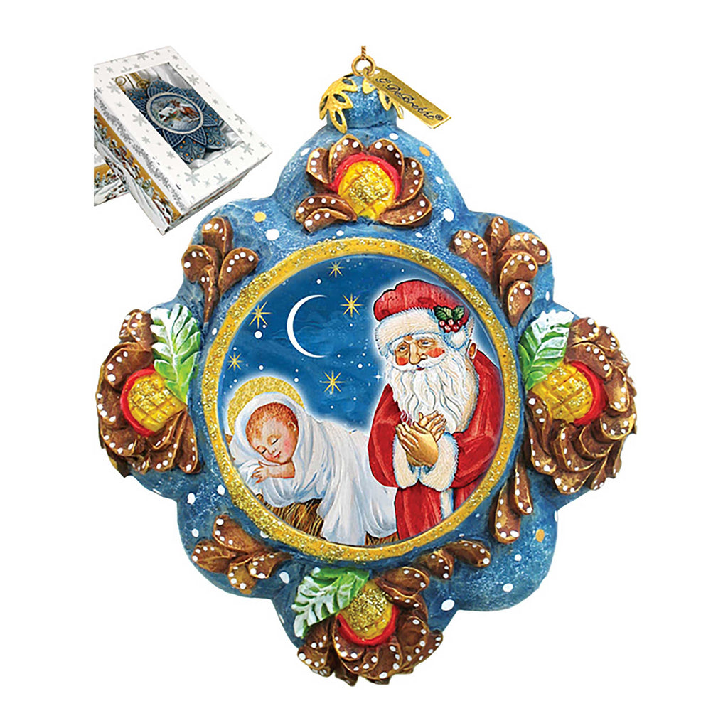 Saint Nick Reason for The Season Sculpted Hand-Painted Christmas Ornament by G. DeBrekht - Christmas Santa Snowman Décor - 6102544