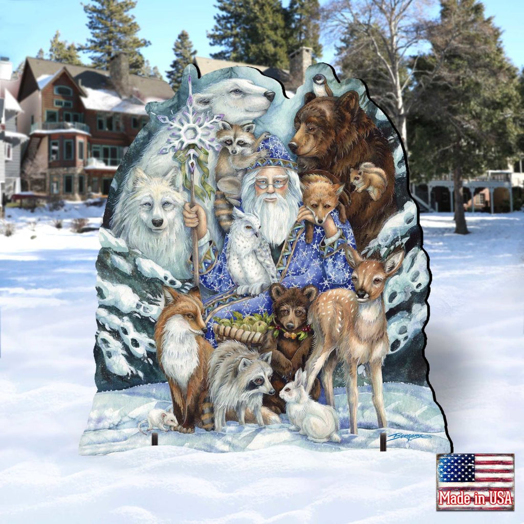 Gather in Peace Father Winter Animals Holiday Outdoor Yard Sign by J. Bergsma - Christmas Decor - 8591968F-JB
