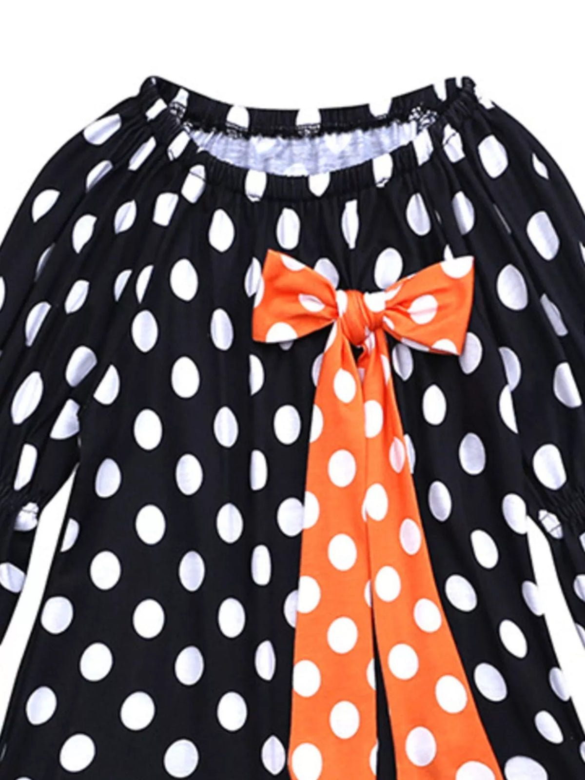 Children's Halloween Ghost Polka Dot Dress with Bow