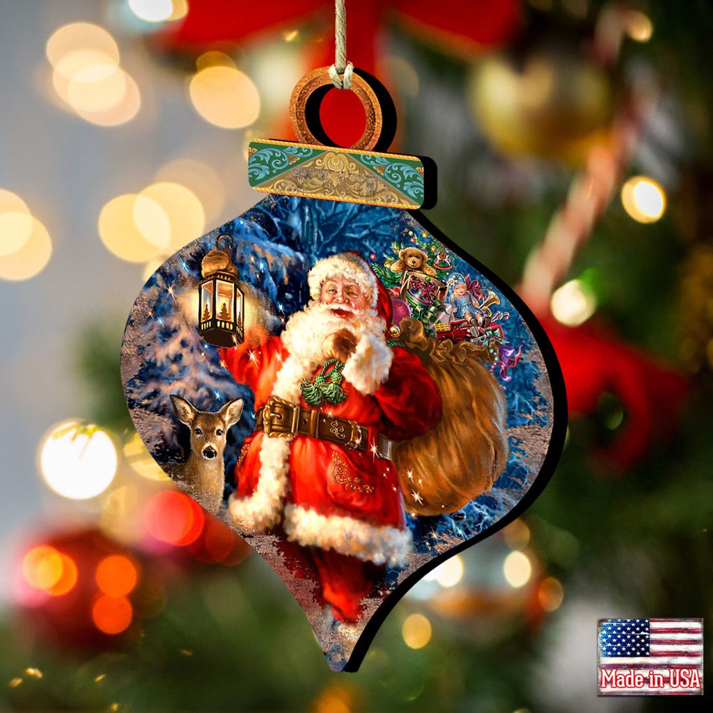 Woodland Santa Wooden Ornaments by Gelsinger - Christmas Santa Snowman Decor - 8031051-1105
