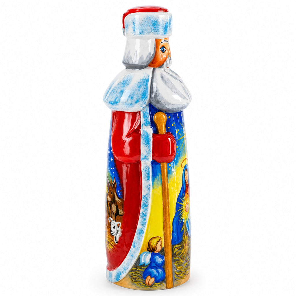 Nativity Newborn King Hand Carved Wooden Santa Figurine 7.25 Inches
