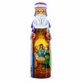 Santa over Nativity Scene Ukrainian Hand Carved Solid Wood Figurine 11 Inches