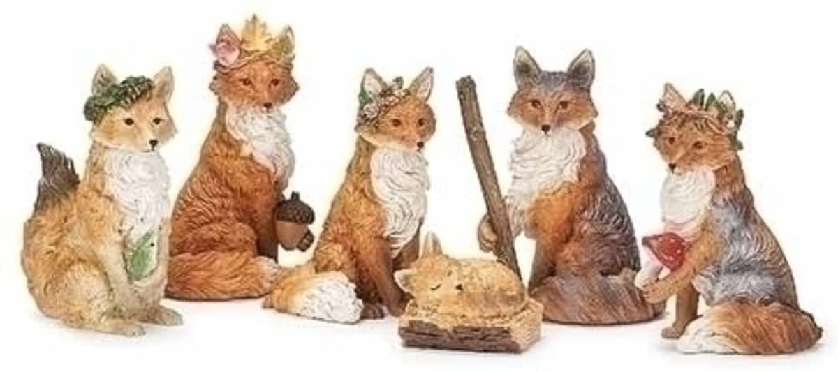 6-Piece Brown and Beige Fox Nativity Set