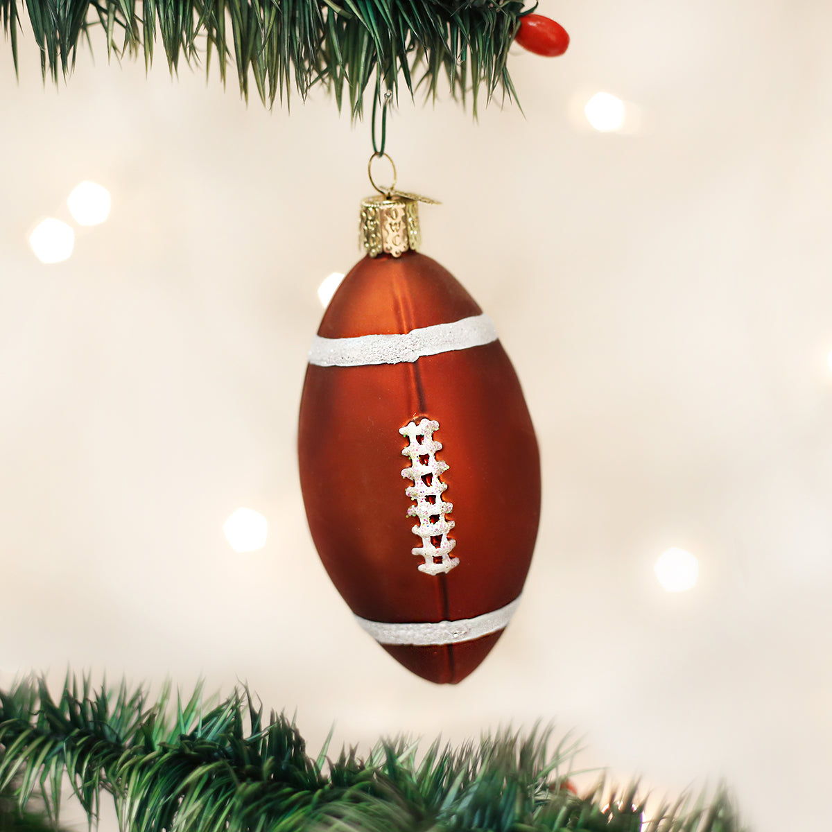 Football Glass Ornament