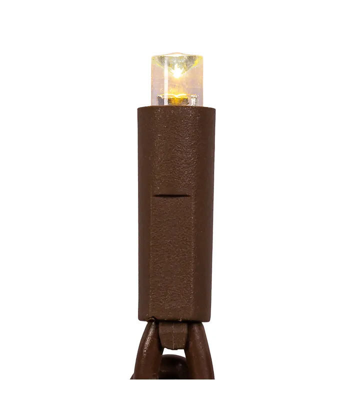 50-Light 5mm Warm White LED Brown Wire Light Set