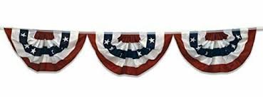 American Flag Bunting Garland 72" Long Poly Fabric - Antiqued