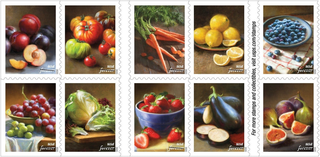2020 Fruits & Vegetables Forever Postage Stamps – 20 or 100