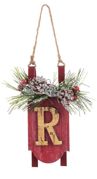 Monogram Sled Ornament -