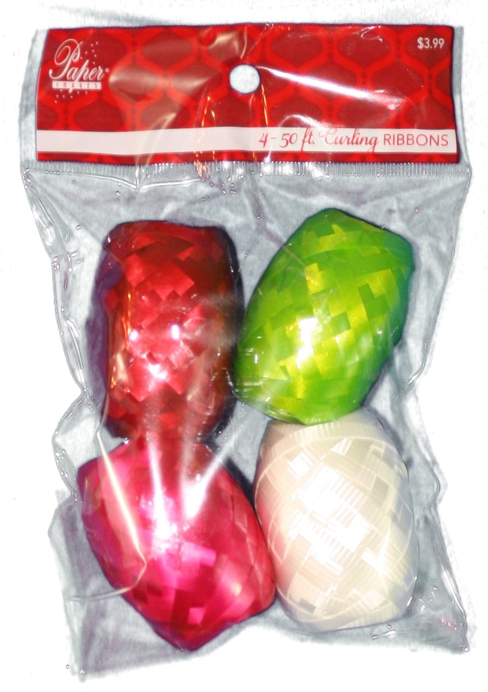 Curling Ribbon Eggs 4 Pack - Blue / White / Silver