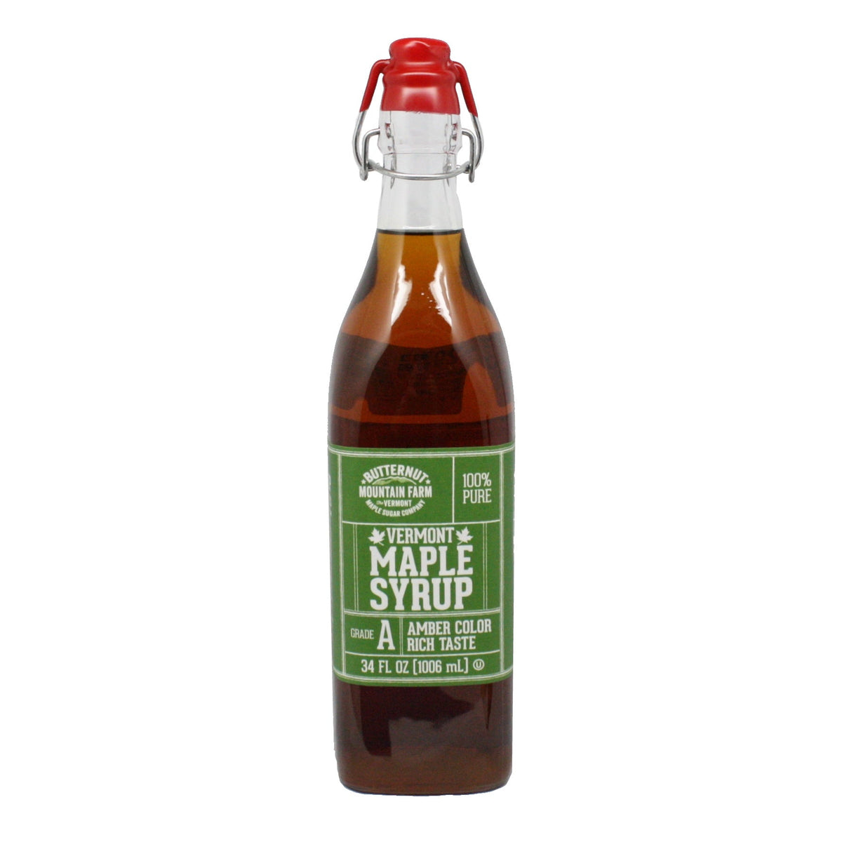Amber Clasp Top  Bottle Vermont Maple Syrup - 34  oz