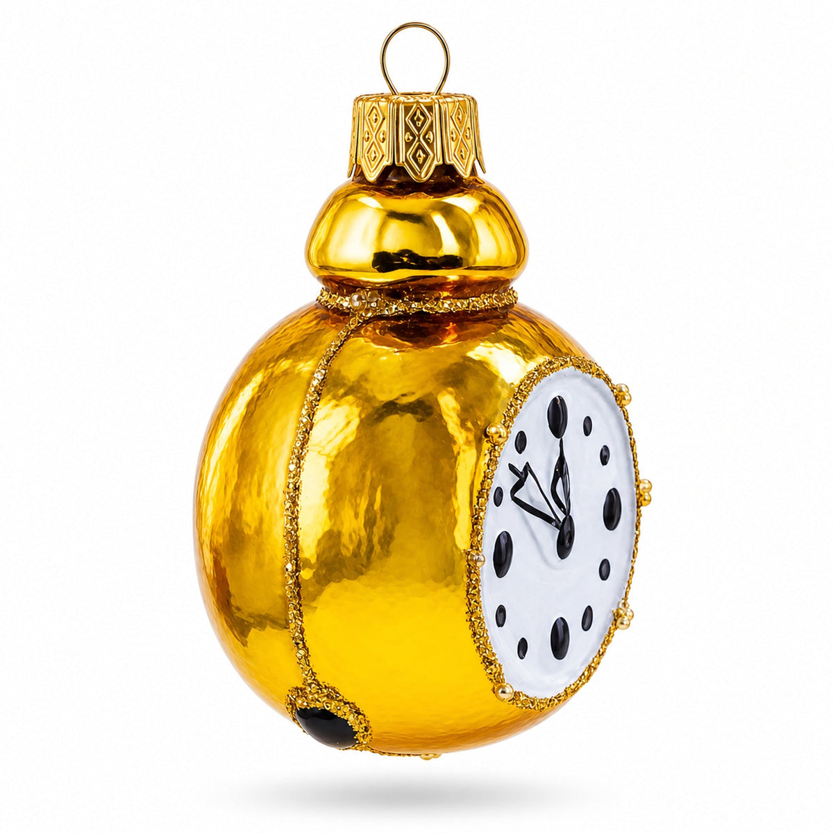 Vintage Alarm Clock Glass Christmas Ornament