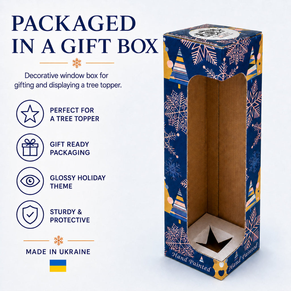 Blue with Sparkling Top Glass Christmas Tree Topper 11 Inches