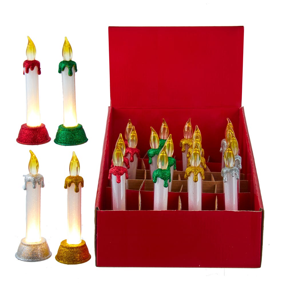 Light-Up LED Glittered 6 Inch Candle -