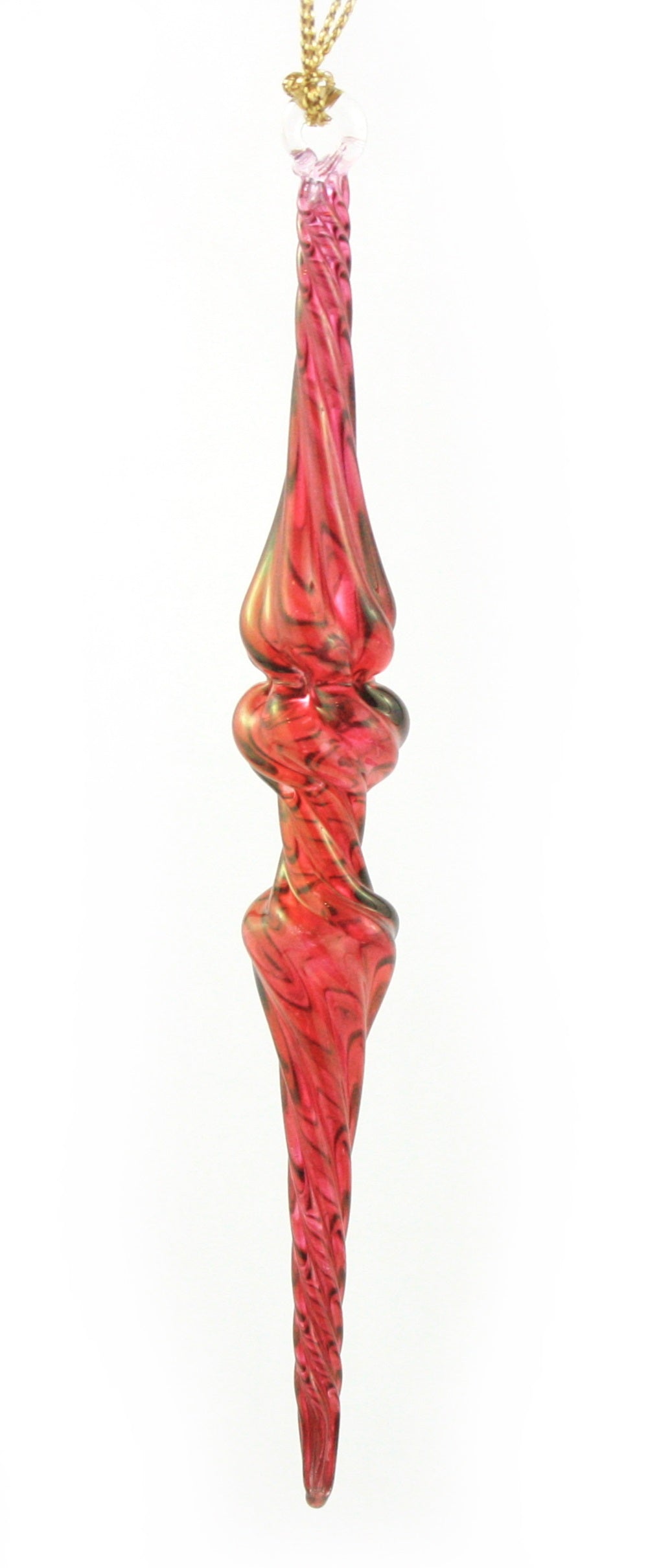Outer Swirl Icicle Glass Ornaments - Christmas Red - Double Torus