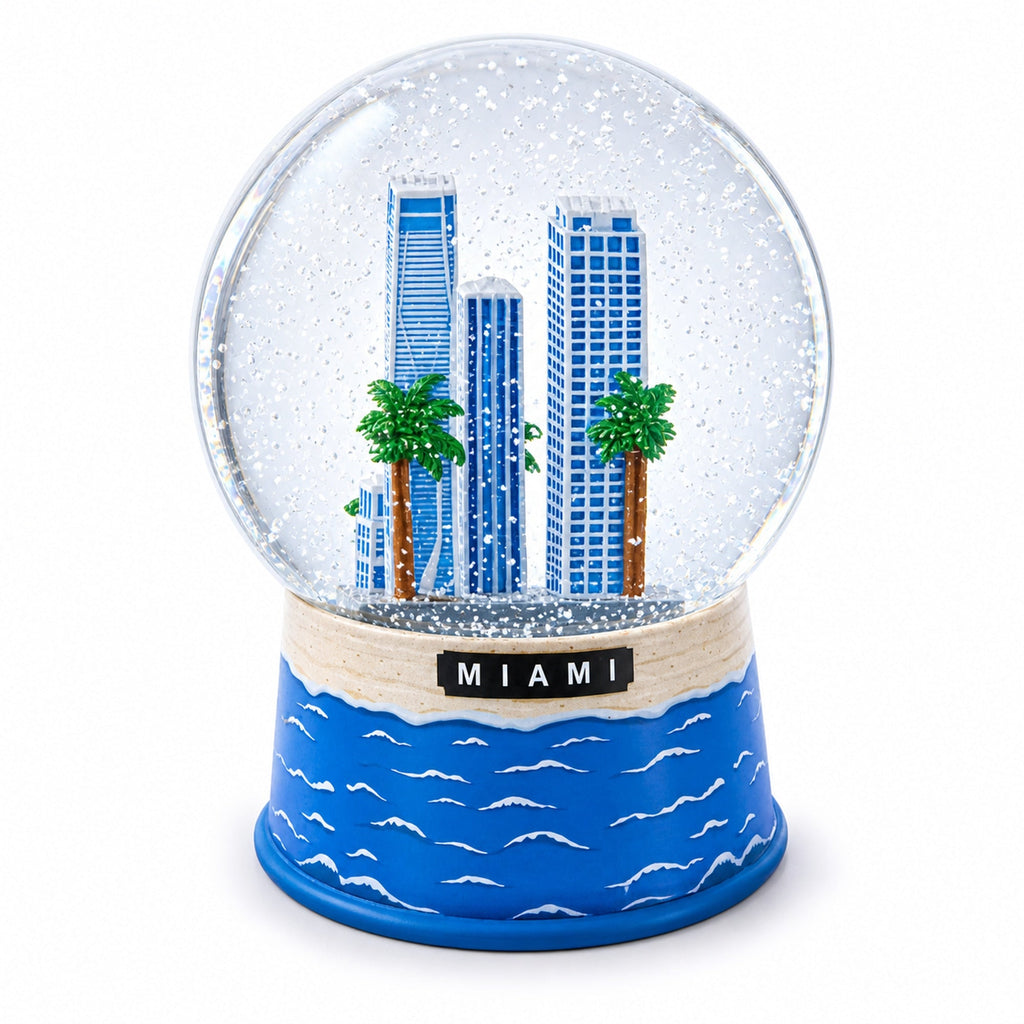 Miami Beach Skyline Glass Water Snow Globe