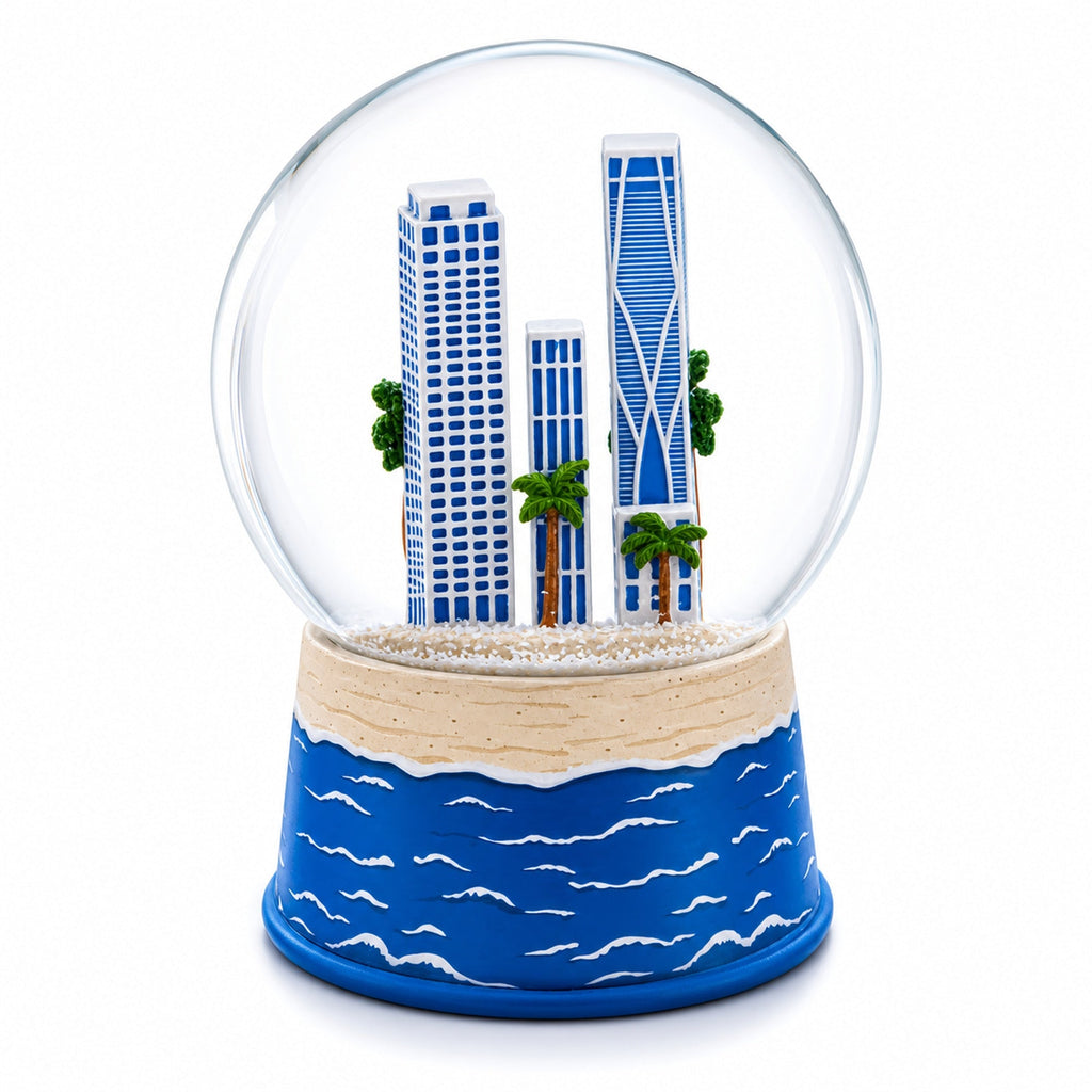 Miami Beach Skyline Glass Water Snow Globe