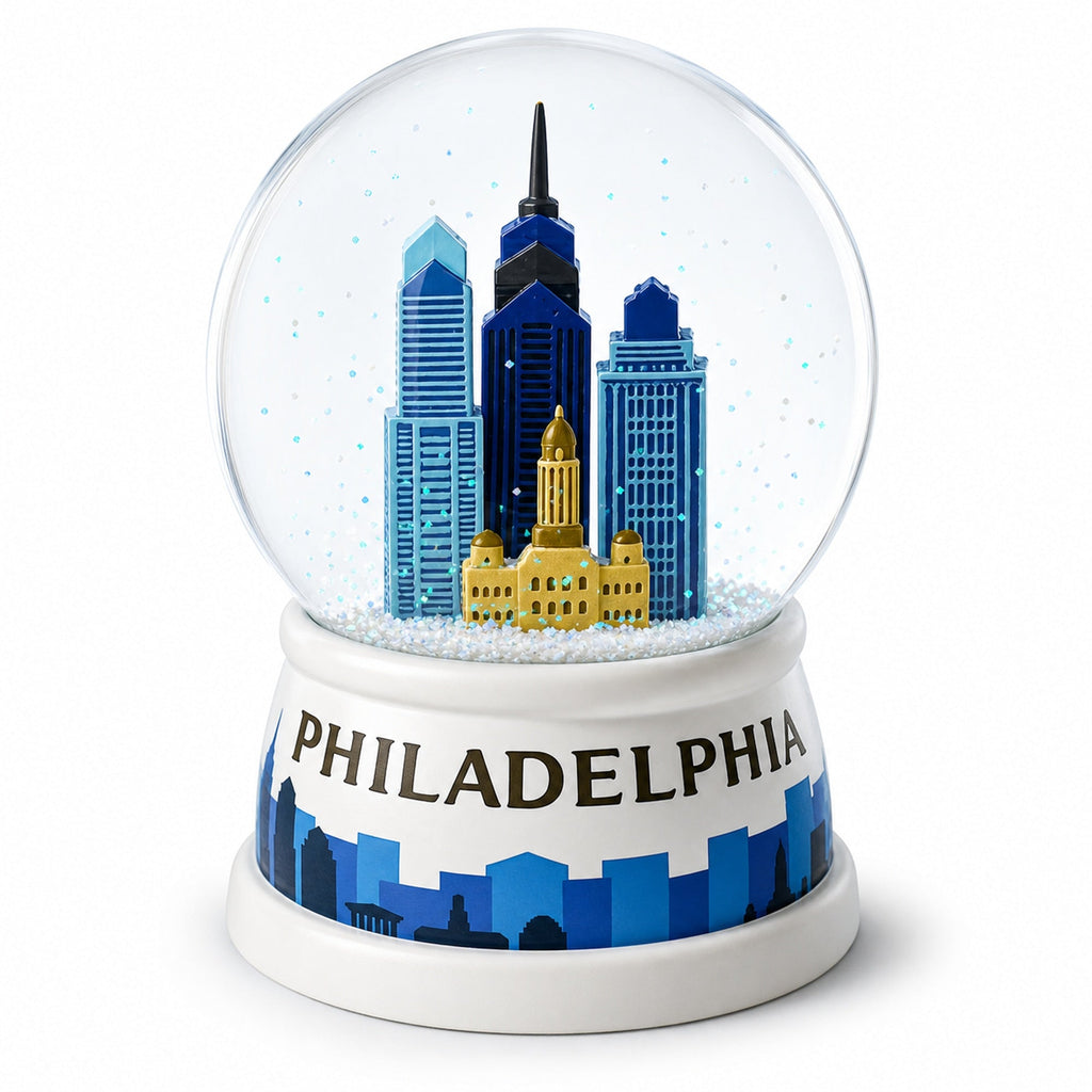 Philadelphia Skyline Glass Water Snow Globe