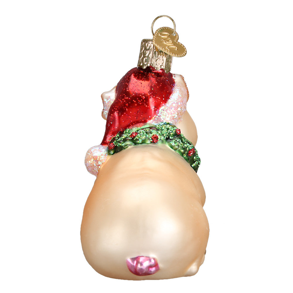Holly Pig Glass Ornament