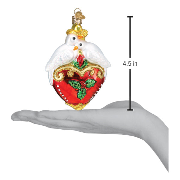 Two Turtle Doves Glass  Ornament
