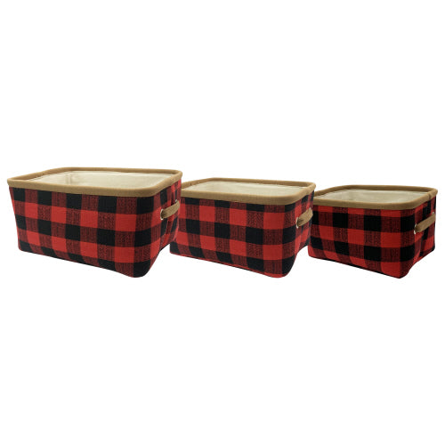 Buffalo Check Fabric Baskets -