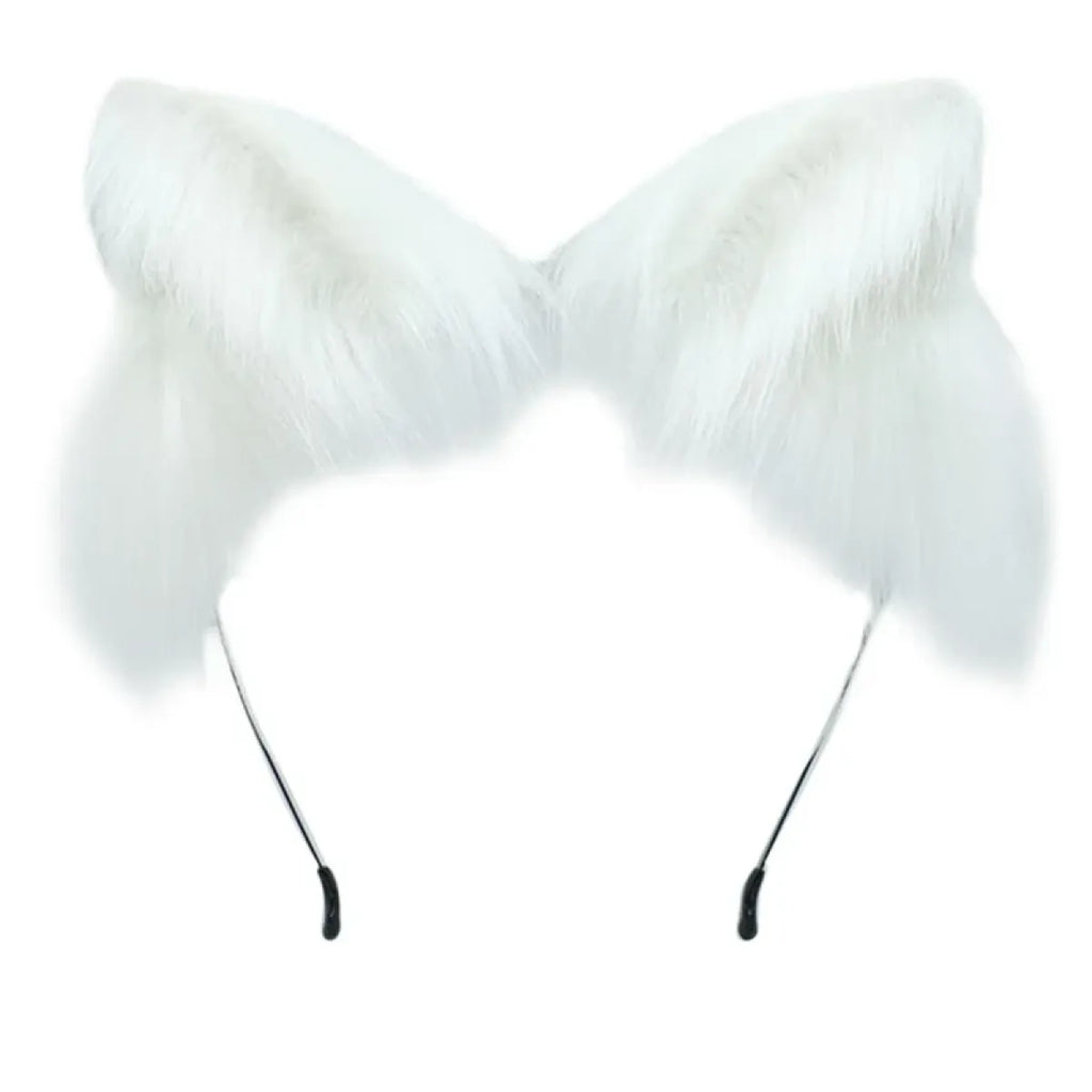 Handmade Cat Faux Fur Ears Headband - Fluffy Plush Animal Hair Hoop