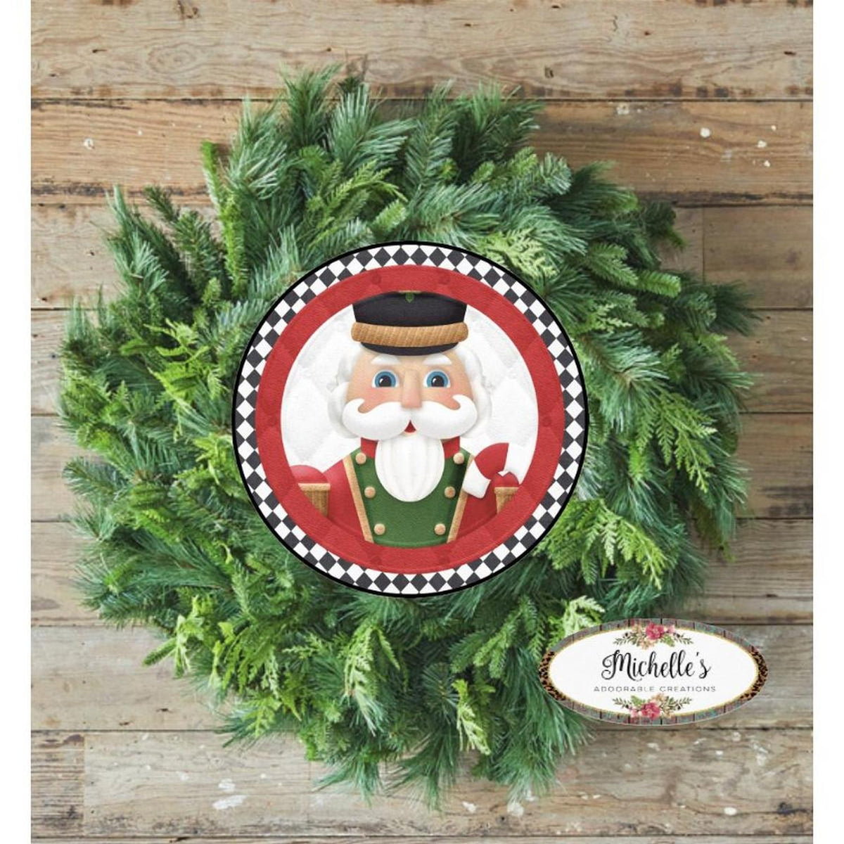 Harlequin Christmas Nutcracker Sign - Wreath Enhancement