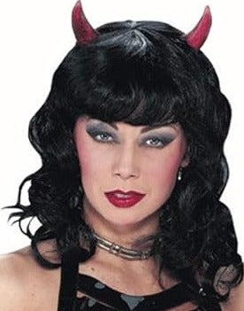 Adult Black Horned Light-Up Devil Wig