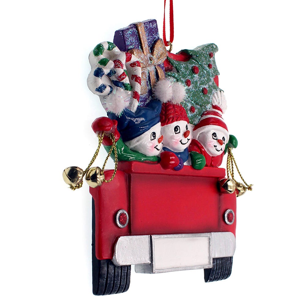 Snowman on Truck Ornament - Family of 2
