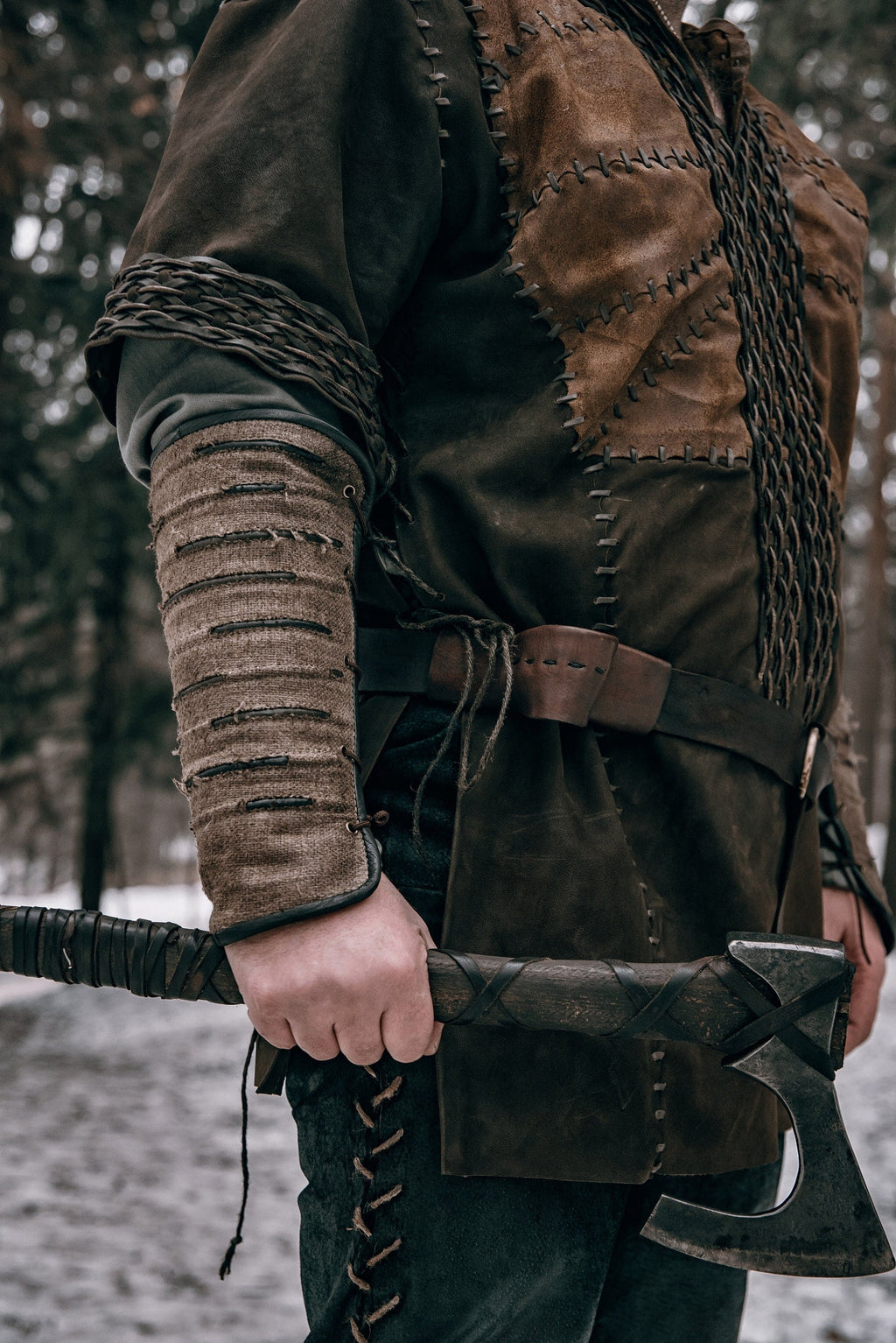 Viking leather bracers