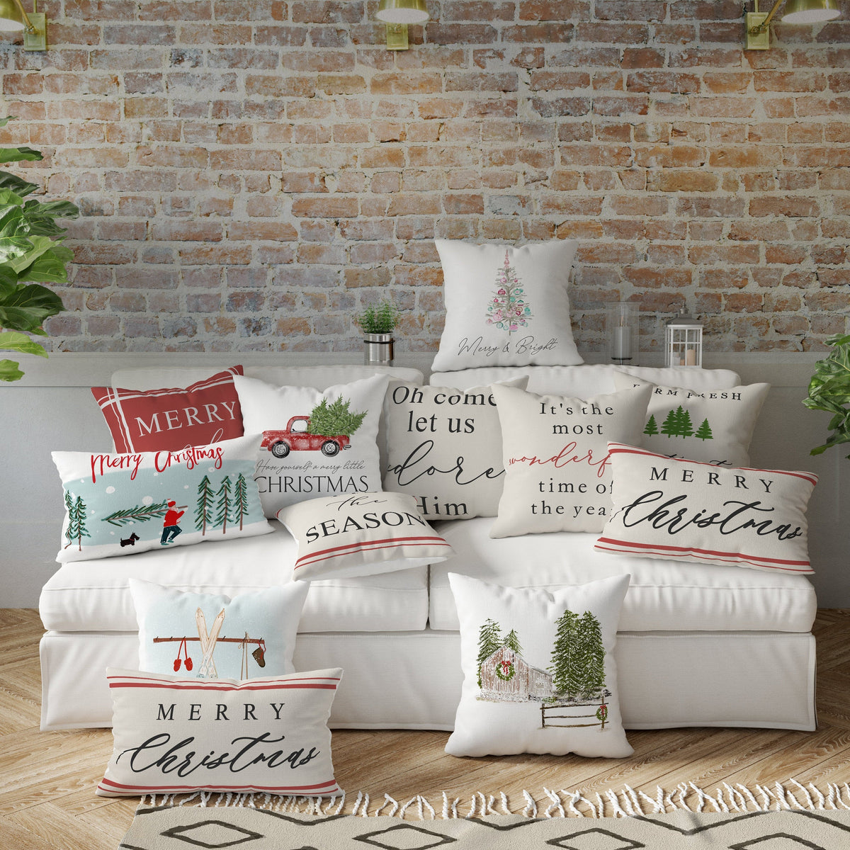 Christmas truck and tree- 18x18 inch pillow cover #14