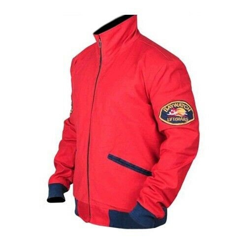 Handmade California Baywatch Lifeguard Beach Style Red Bomber Cotton Jacket Cosplay