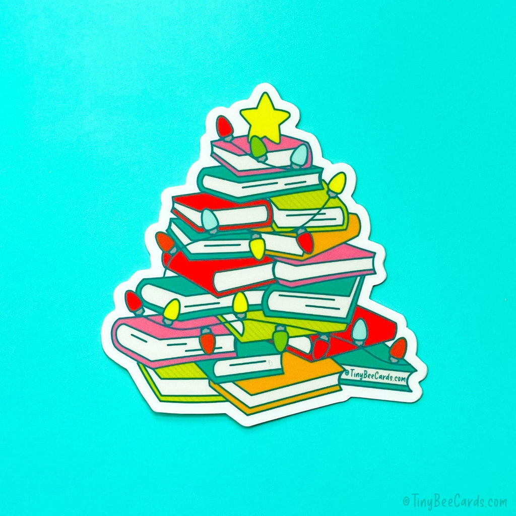 Book Christmas Tree Vinyl Sticker