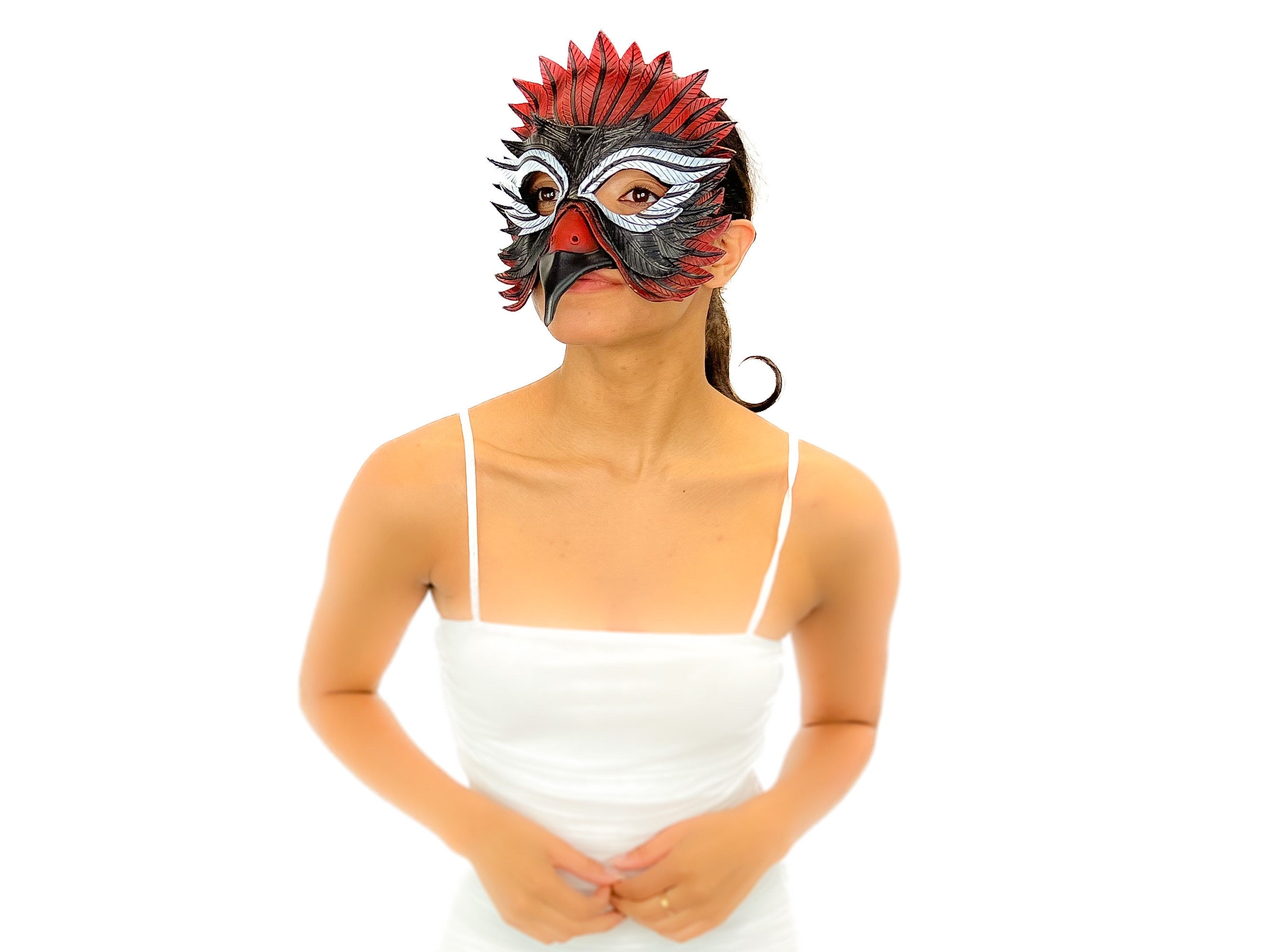 Red Raven  Handmade Genuine Leather Mask