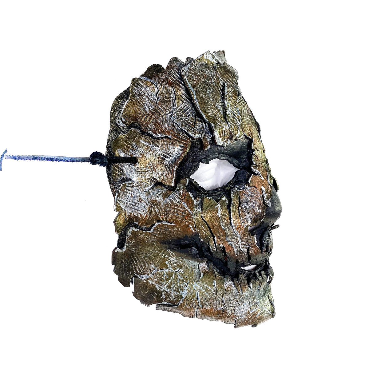 Genuine Leather Mask - Shattered Metal Paint - Handmade Full Face Cover for Halloween, Performance or Cosplay Costume