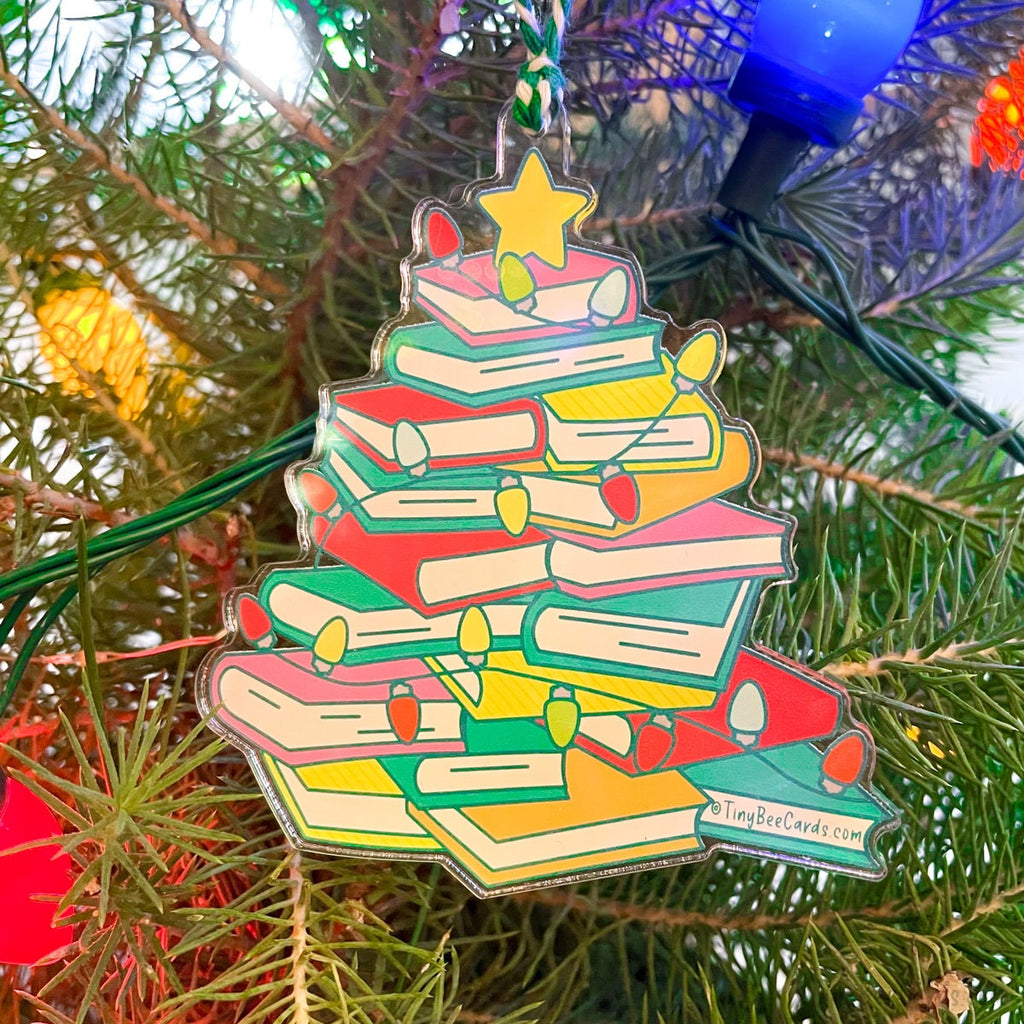Bookmas Book Lover Christmas Tree Acrylic Ornament
